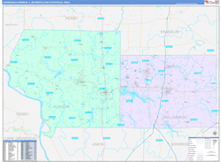 Carbondale-Marion Metro Area Wall Map Color Cast Style 2024